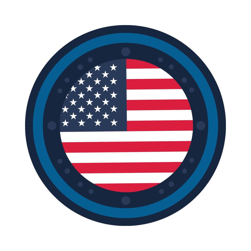 Flag round element with frame for USA patriotic holiday and events vector