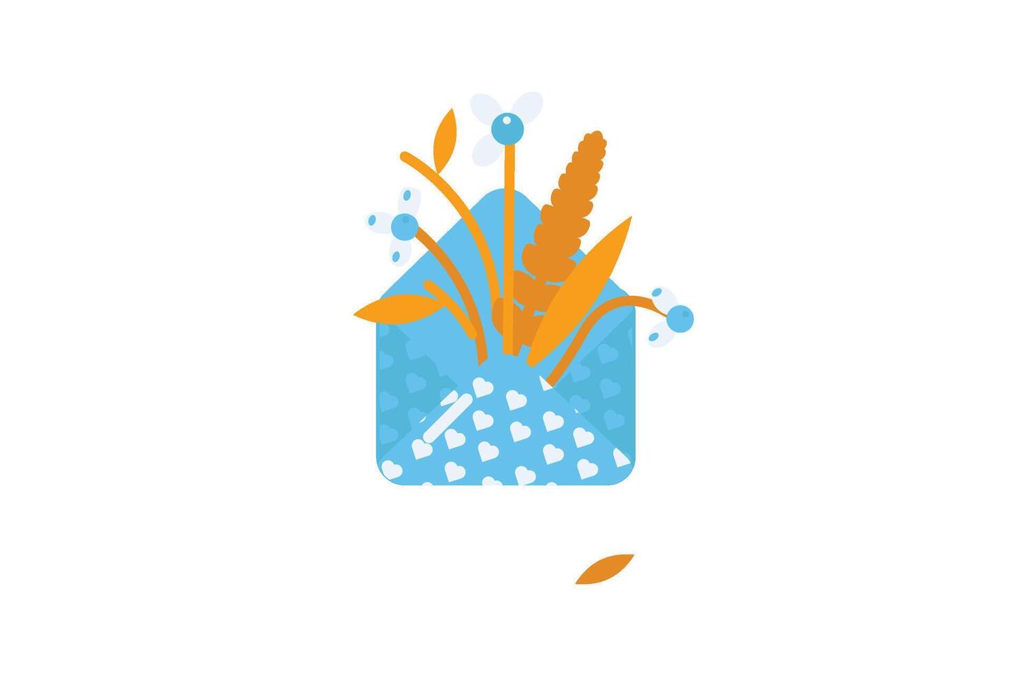 Withered flowers in envelope in solid cartoon style vector