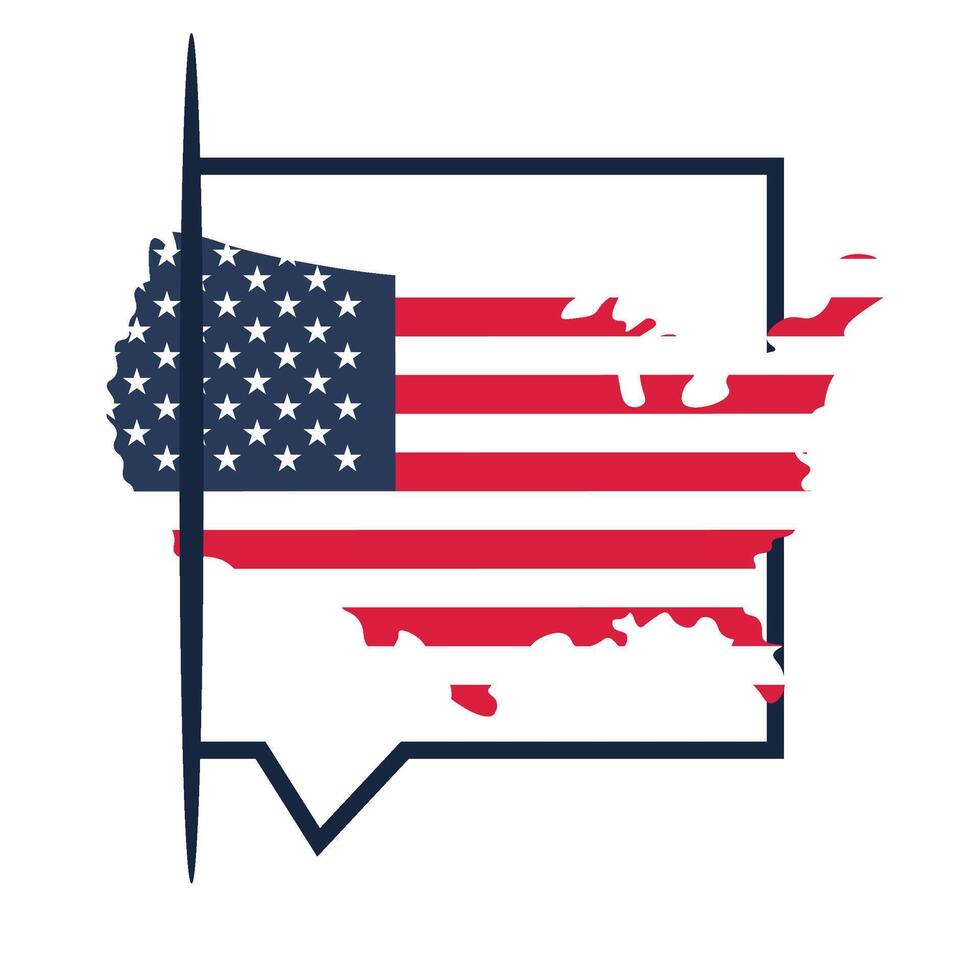 Country silhouette and square speech bubble for USA patriotic holiday and event vector