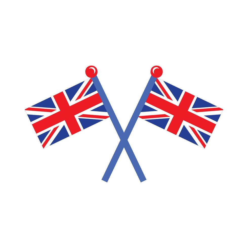 Crossed holiday flags in colors of UK flag vector