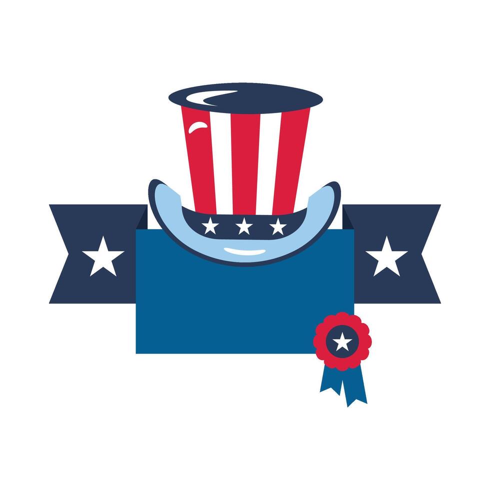 Ribbon and top hat for USA patriotic holiday and event vector