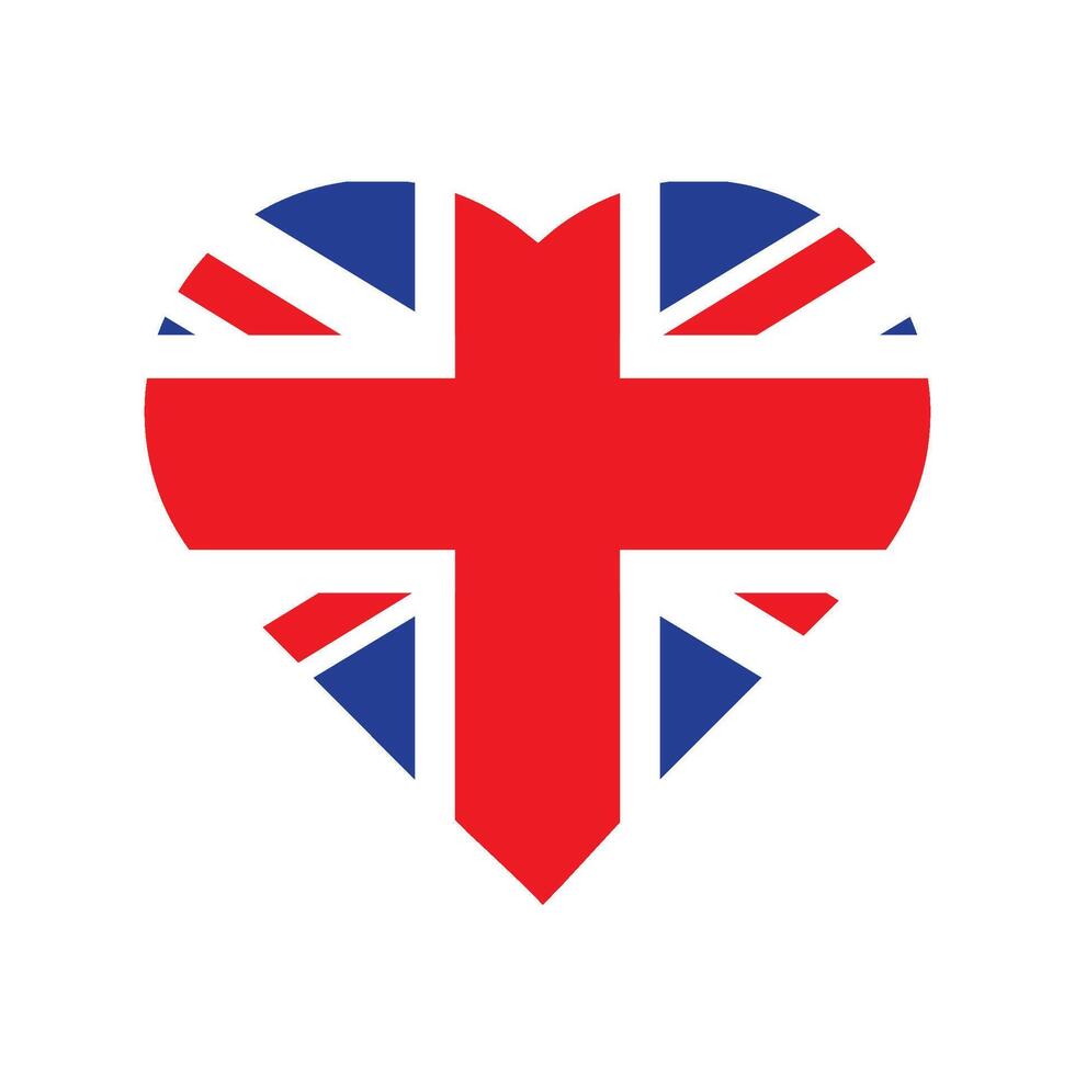 Heart-shaped decorative element in colors of UK flag vector