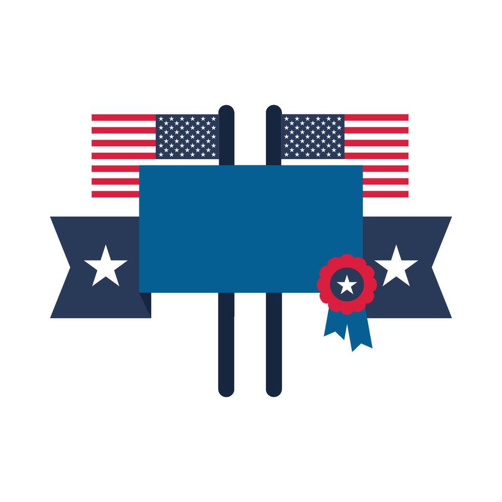 Ribbon and flags for USA patriotic holiday and event vector