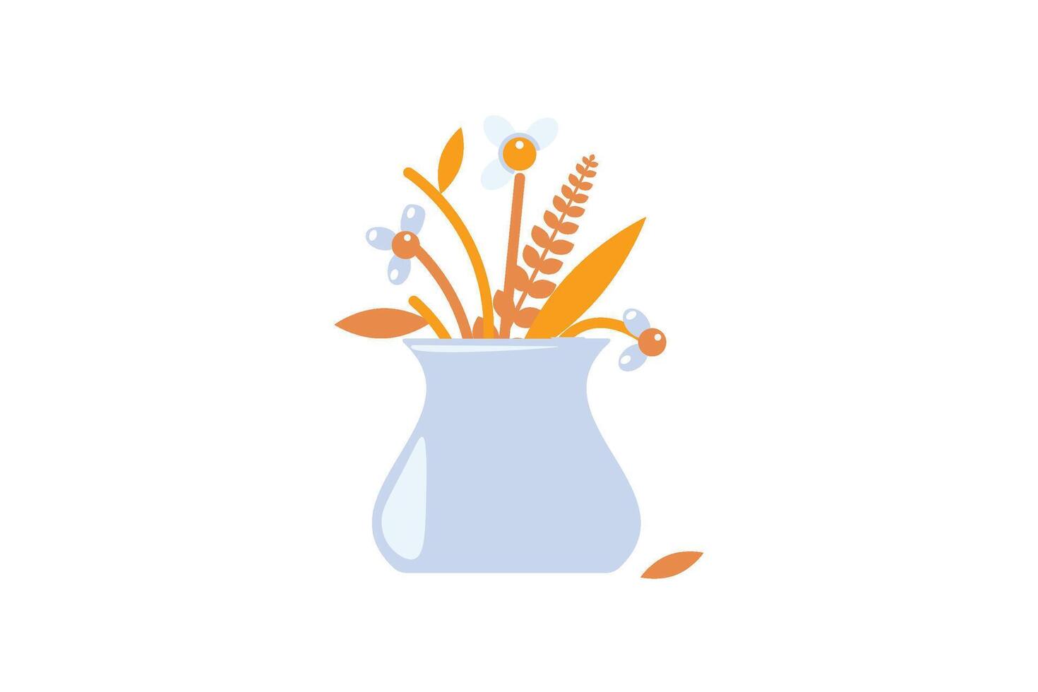 Wilted flowers in vase in solid cartoon style vector