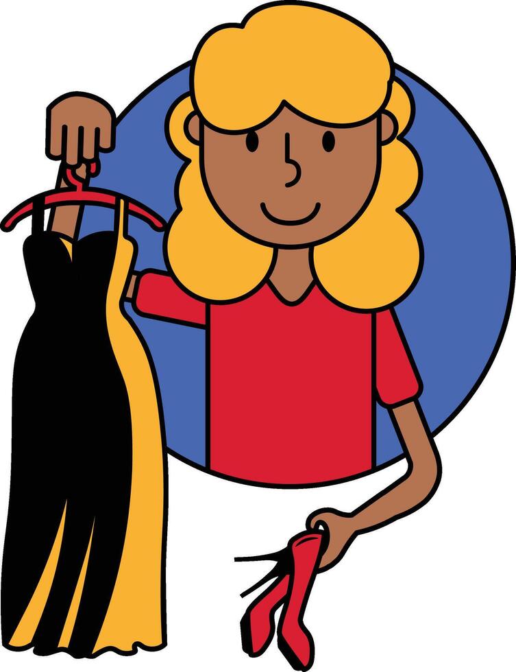 A Lady Choosing a Dress In a Store vector