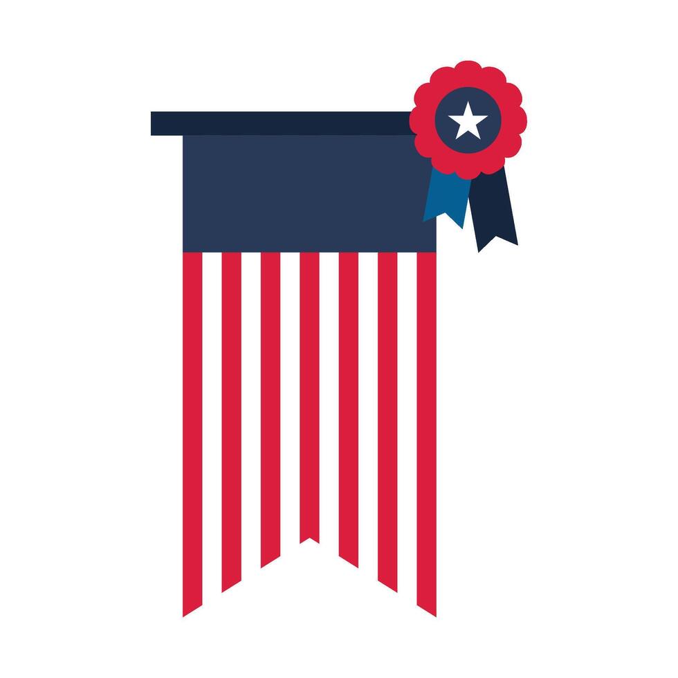 Medal with ribbon and decoration in flag colors for USA patriotic holiday and events vector