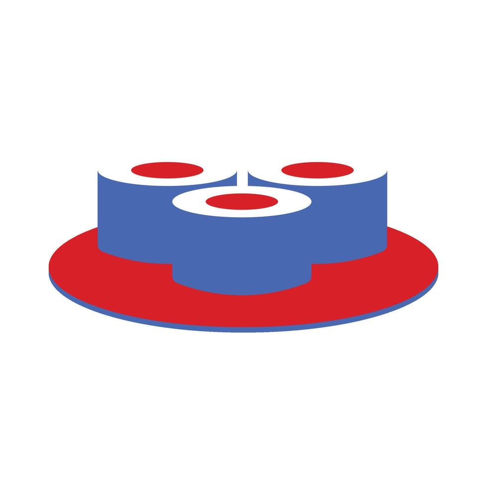 Maki sushi rolls in colors of Japanese flag vector