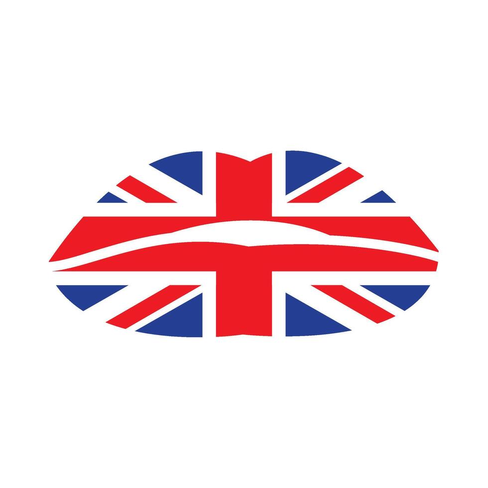 Kissing lips in colors of UK flag vector