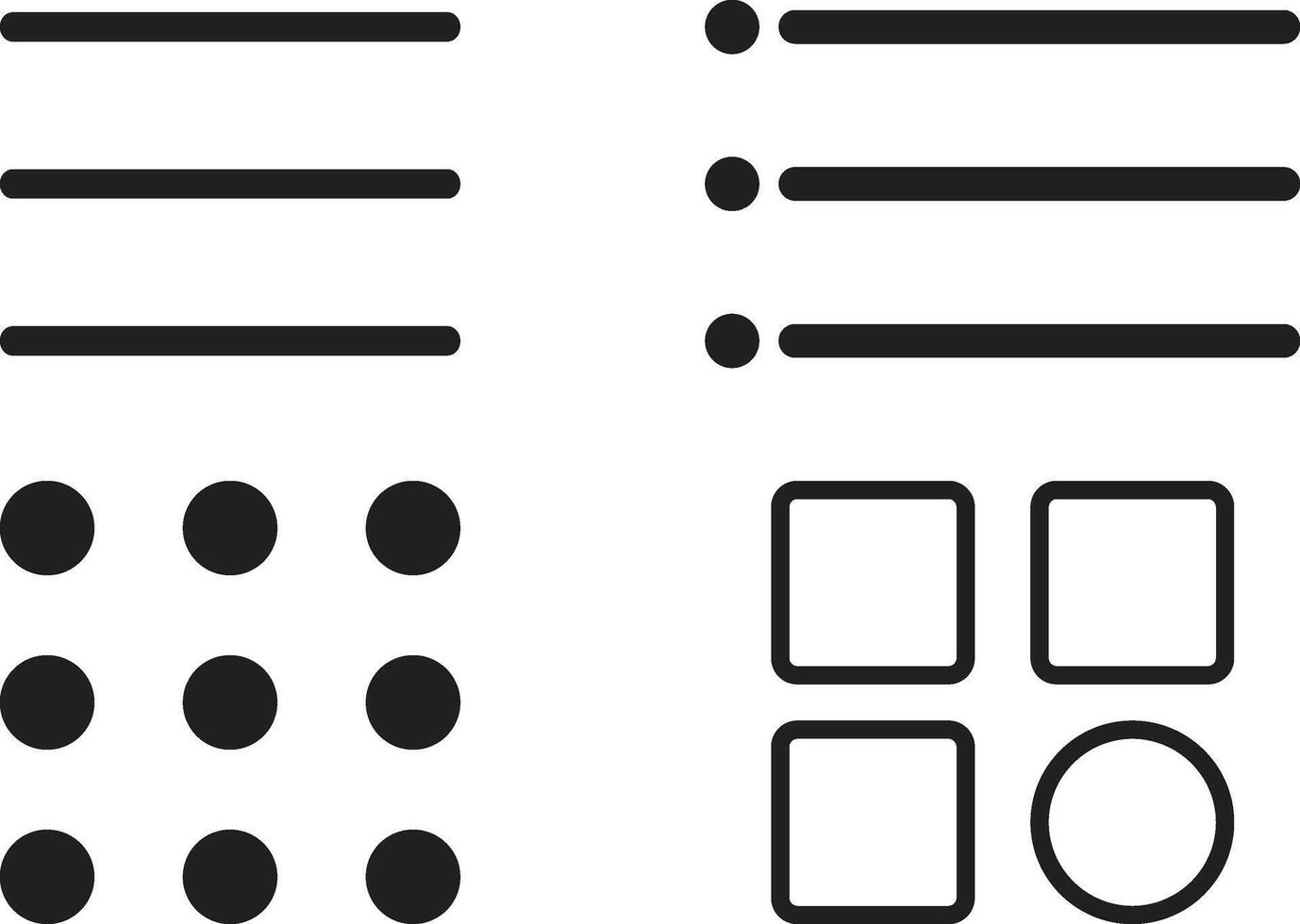 Menu bar flat icon set. Website navigation menu vector