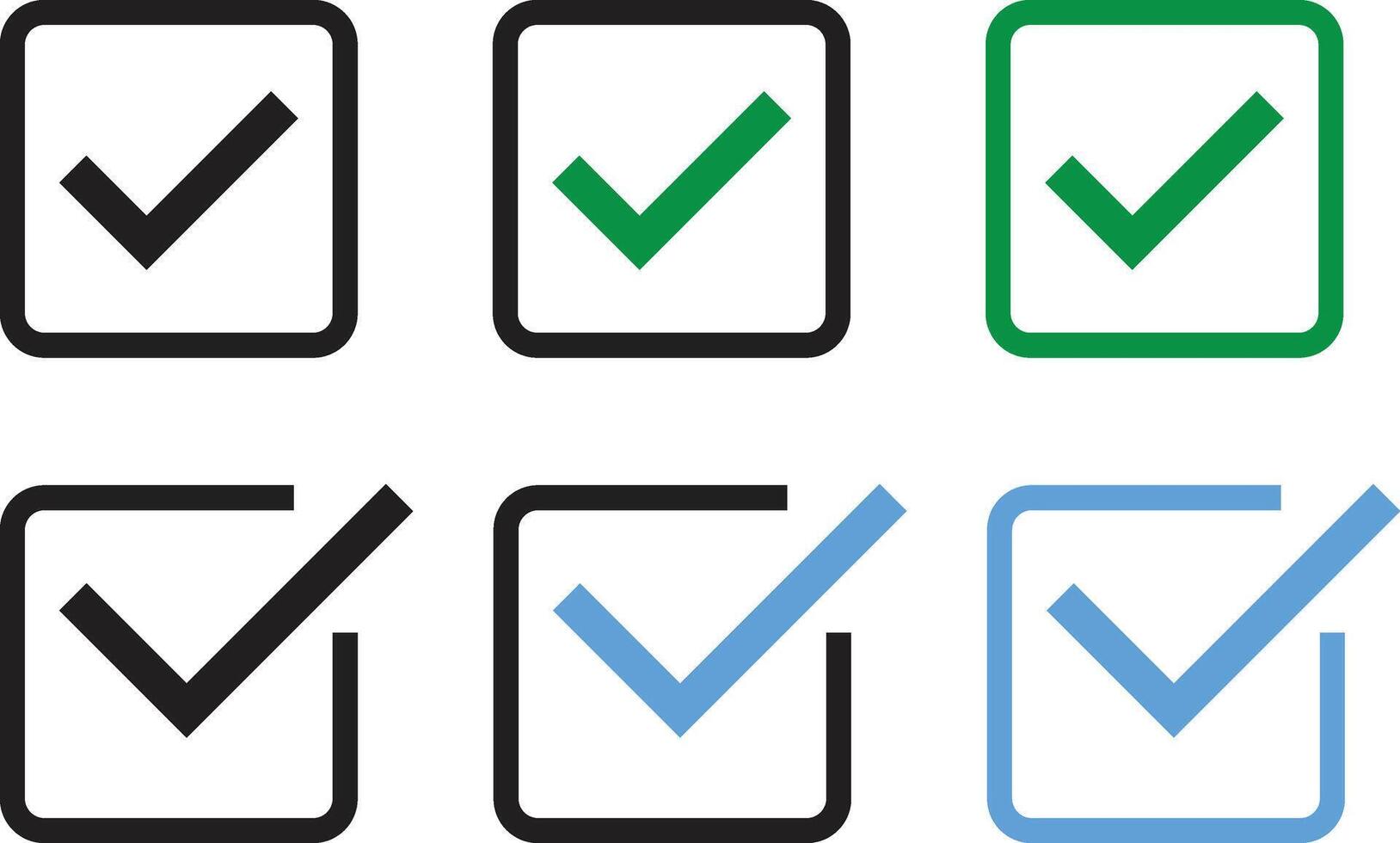 Checkmark icon set. Checkbox sign. approved check mark icon. Green check mark icon Check mark with right sign. Tick icon set. Green check button vector