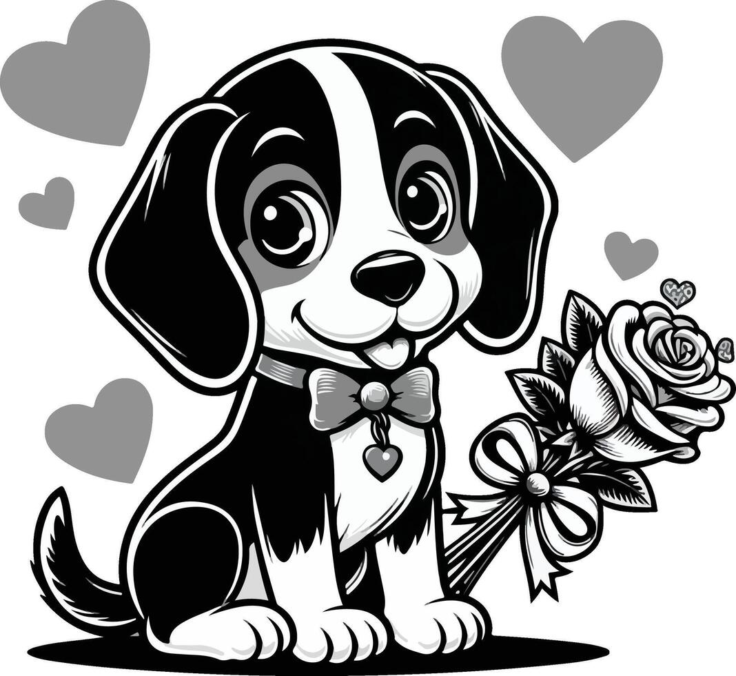 Cute Chibi Puppy Drawing Little Dog Hand Drawn Kawaii Kids Book Cover Illustration vector