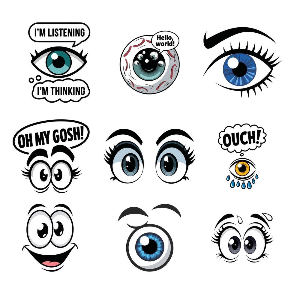 Eye stickers set with different expressions vector
