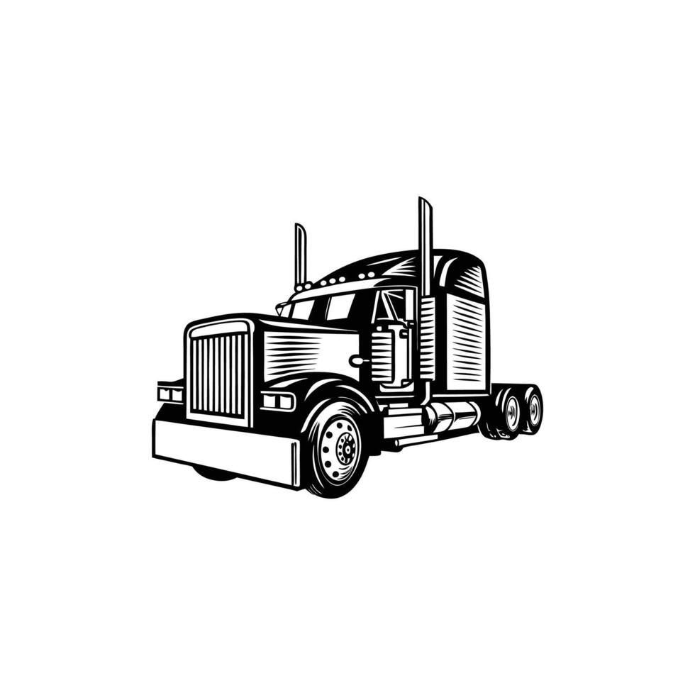 drawing of a semi truck vector