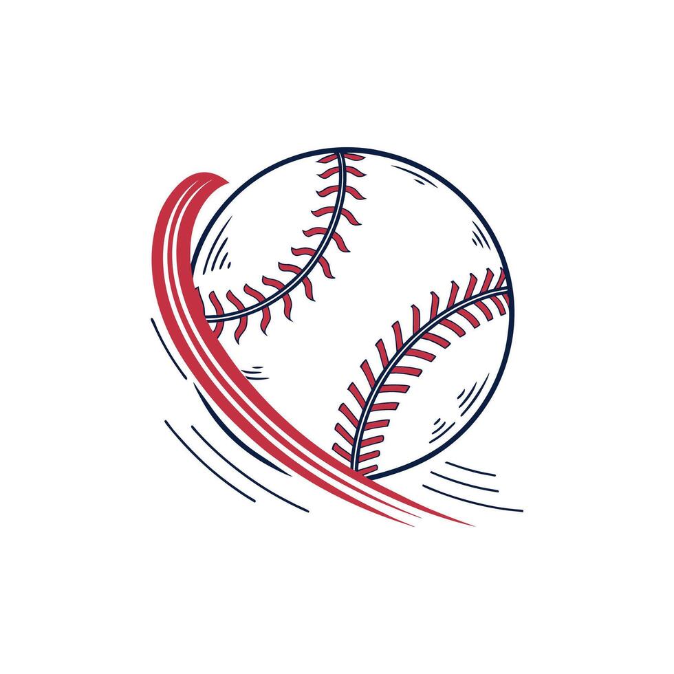 Baseball ball with red and blue stripes vector