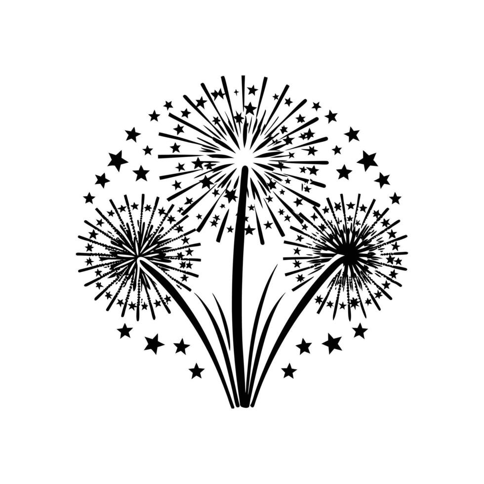 Dandelion silhouette with stars on a white background vector