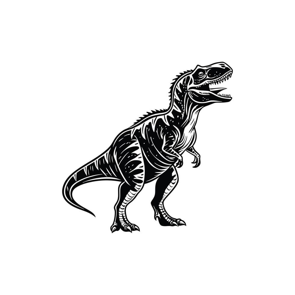 A t - rex dinosaur is shown in a black and white design vector