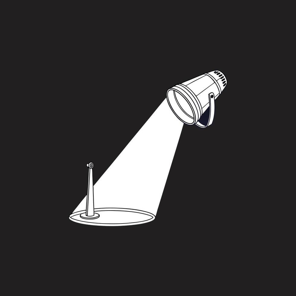 A white light is shining on a black background vector