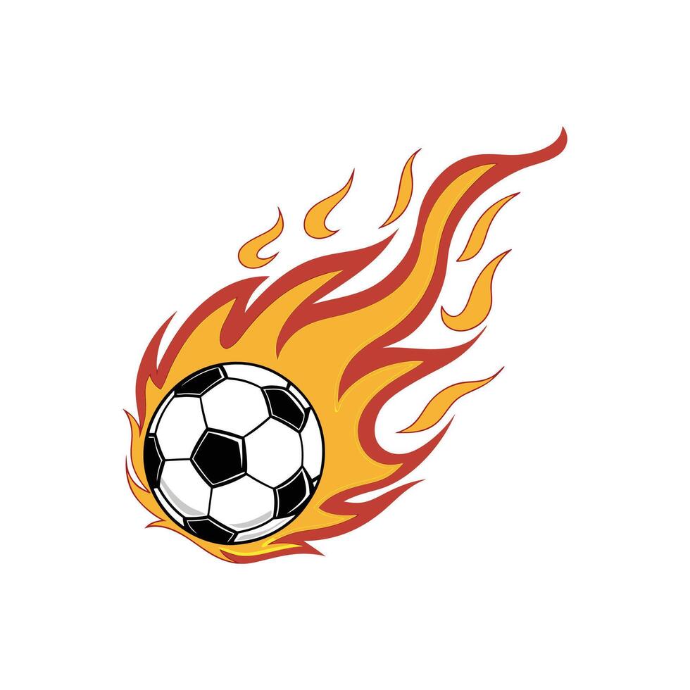 Soccer ball with fire on white background vector