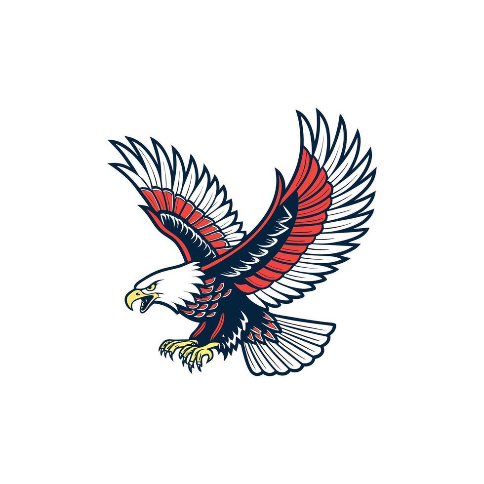 An eagle with red, white and blue feathers vector