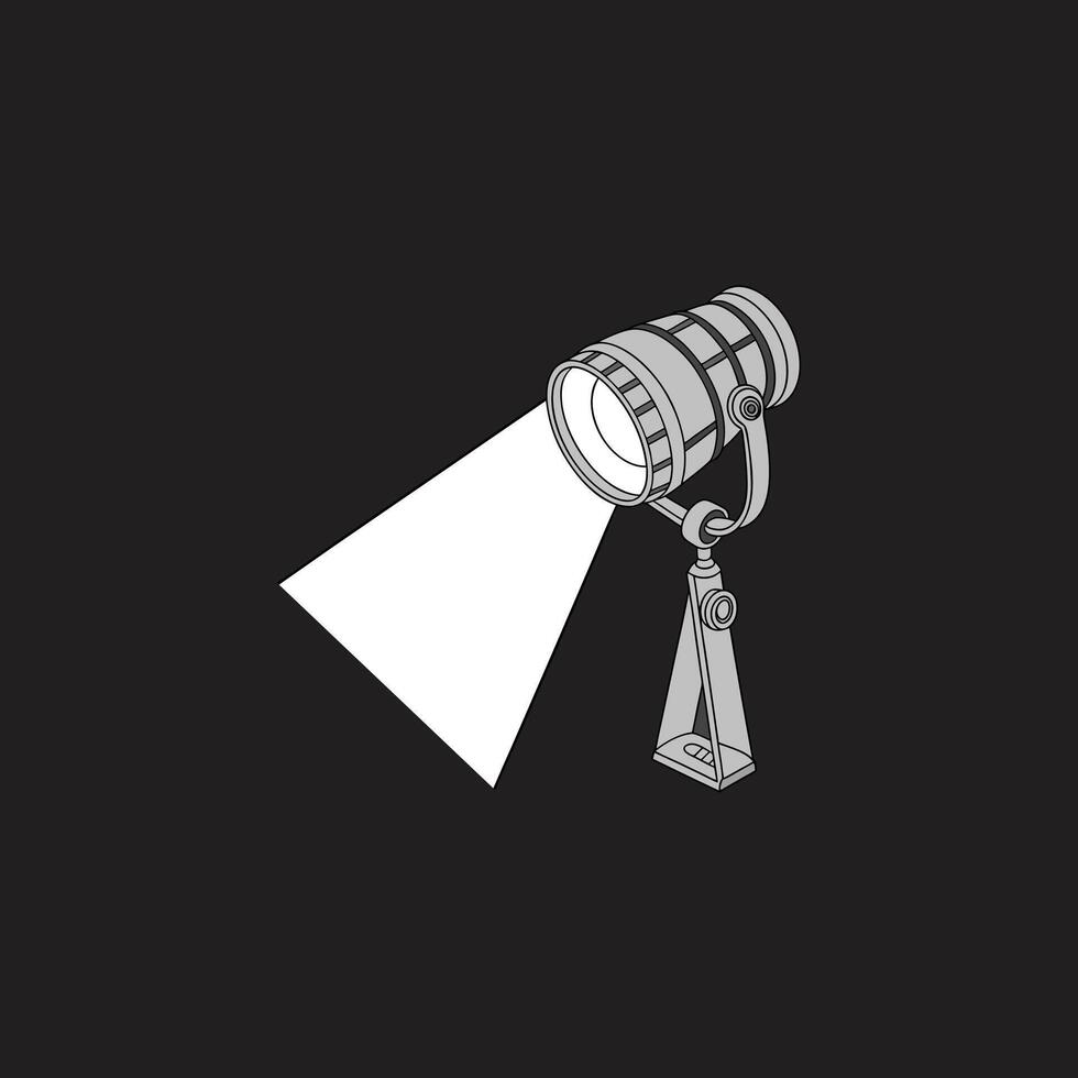 A black and white logo of a spotlight vector