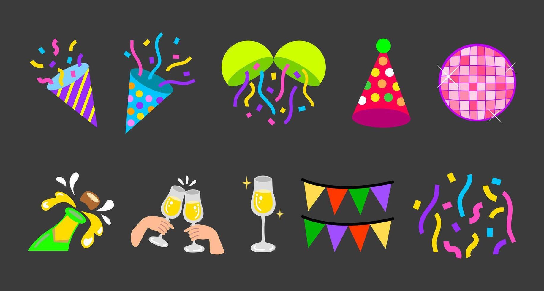 Set of illustrations for parties, celebrations, and festivals vector