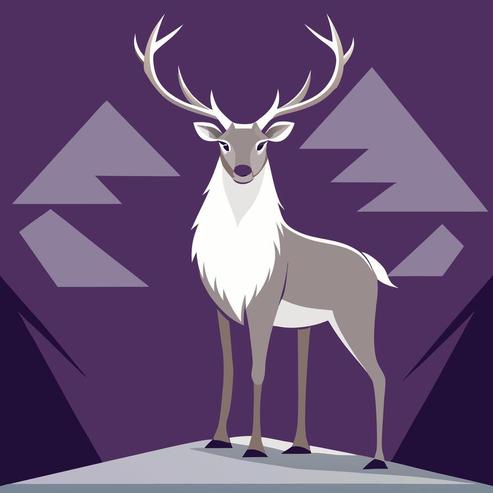 Stylized Reindeer family in the snow with North Star vector