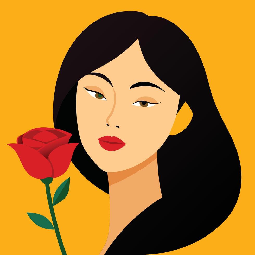 girl with a rose vector
