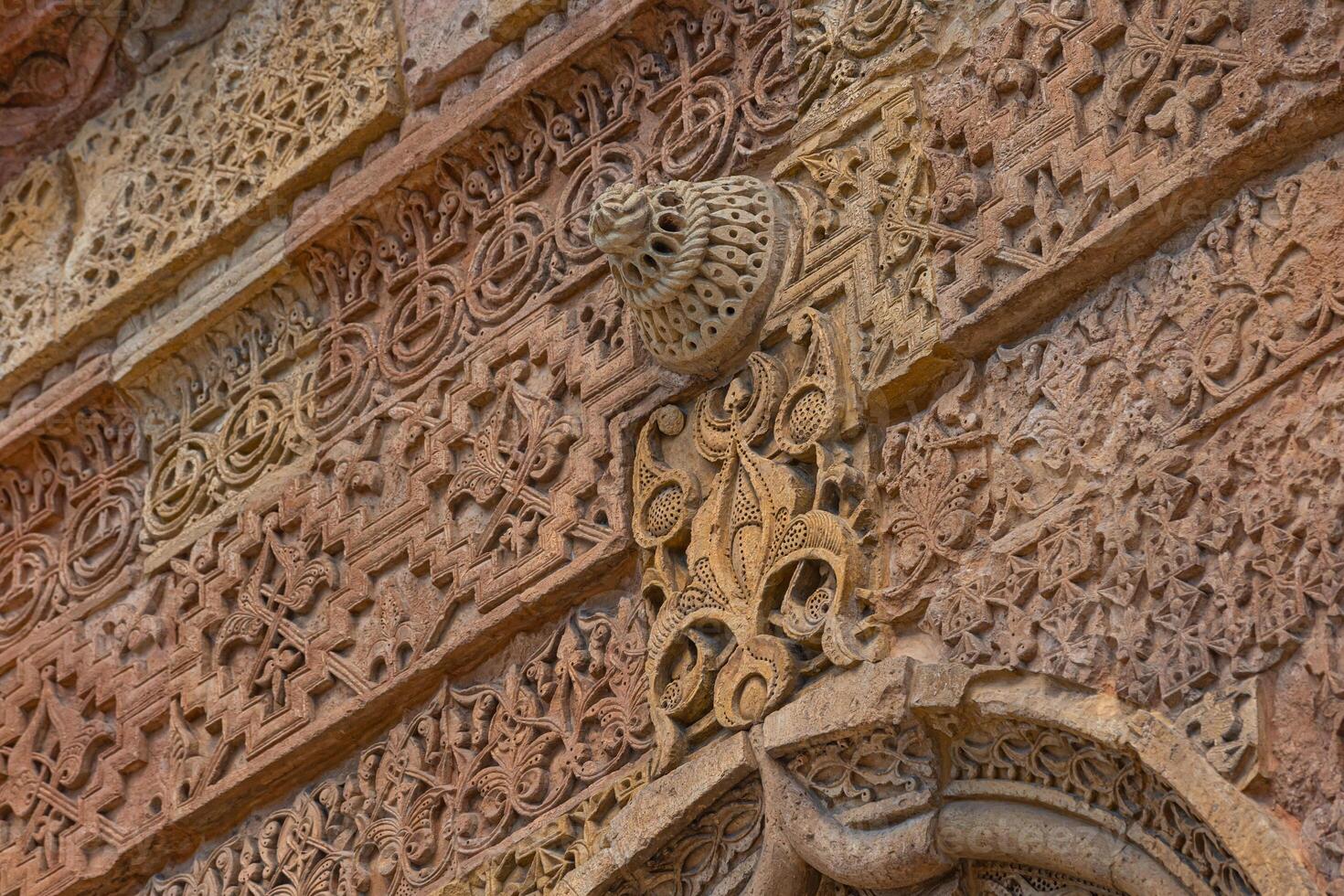 Carved stone decorations of Great Mosque of Divrigi. Islamic architecture photo