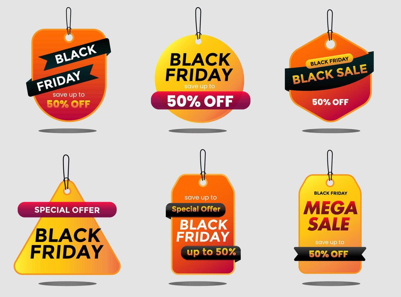 black Friday sale tags vector