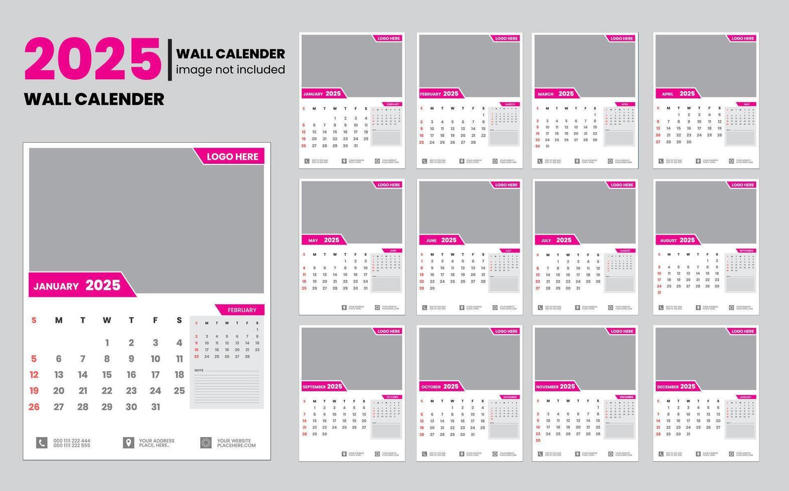 2025 calendar design template vector