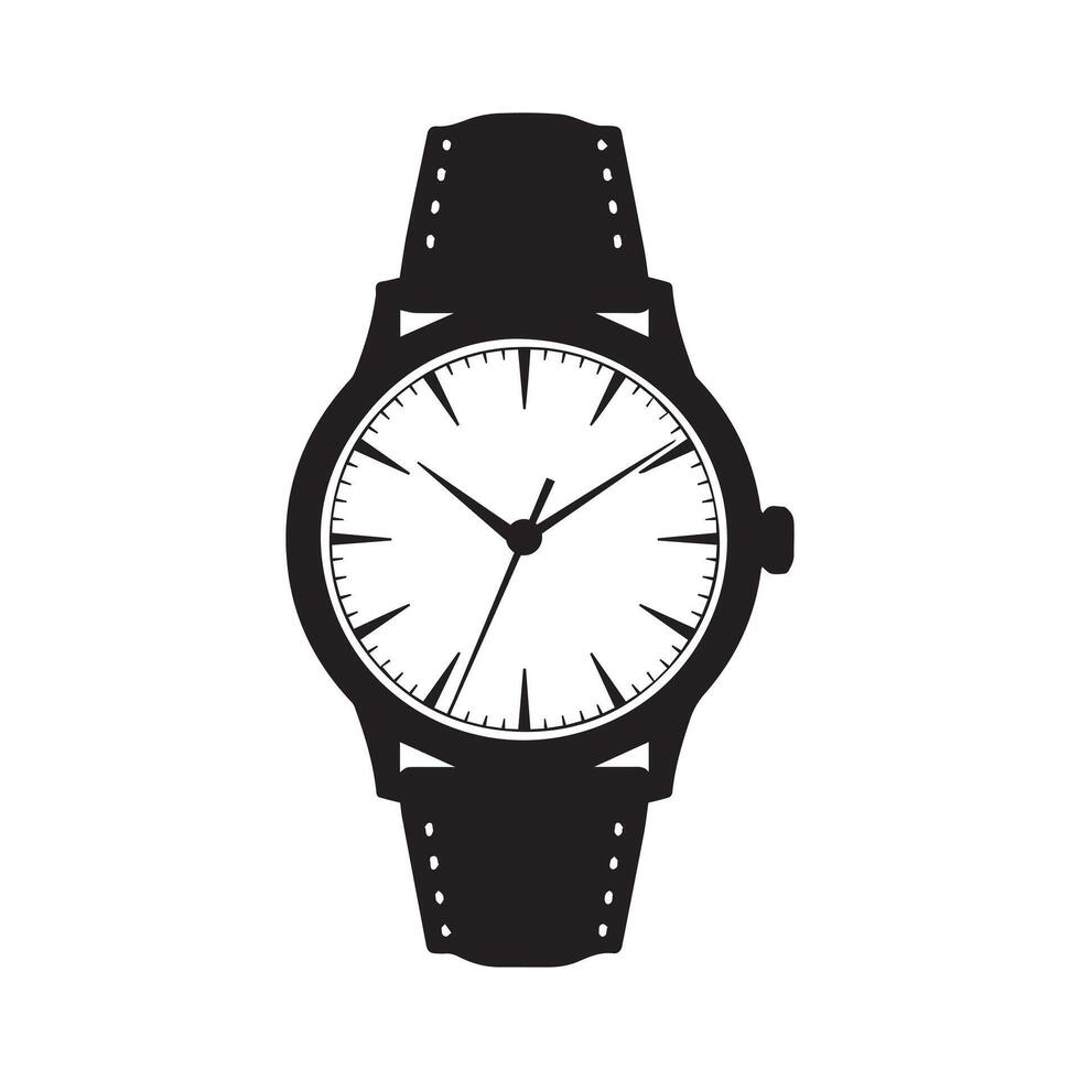 Watch Icon. Black Background Illustration. vector