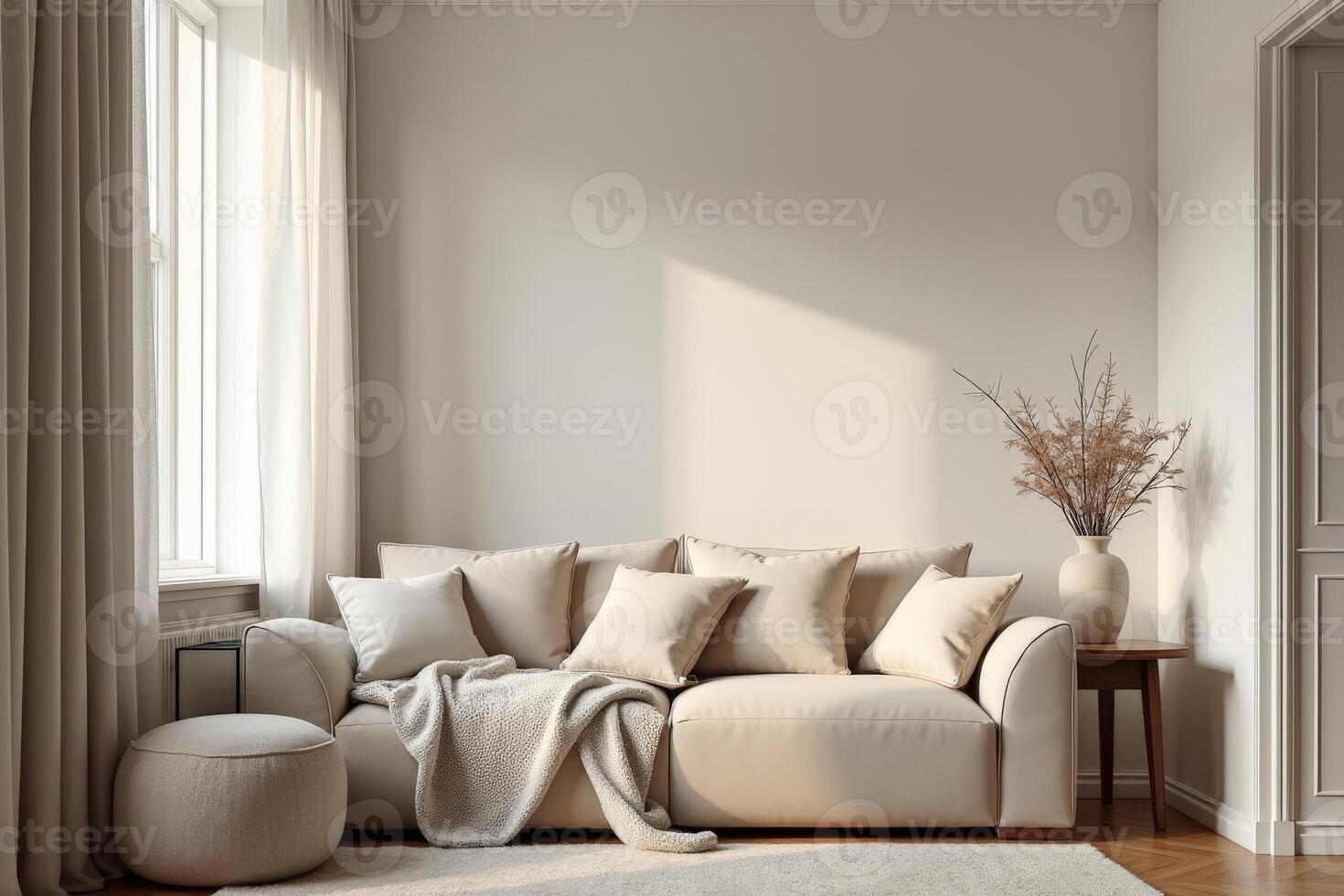 A living room with a couch and a window photo