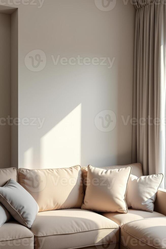 A room with a couch and a window photo