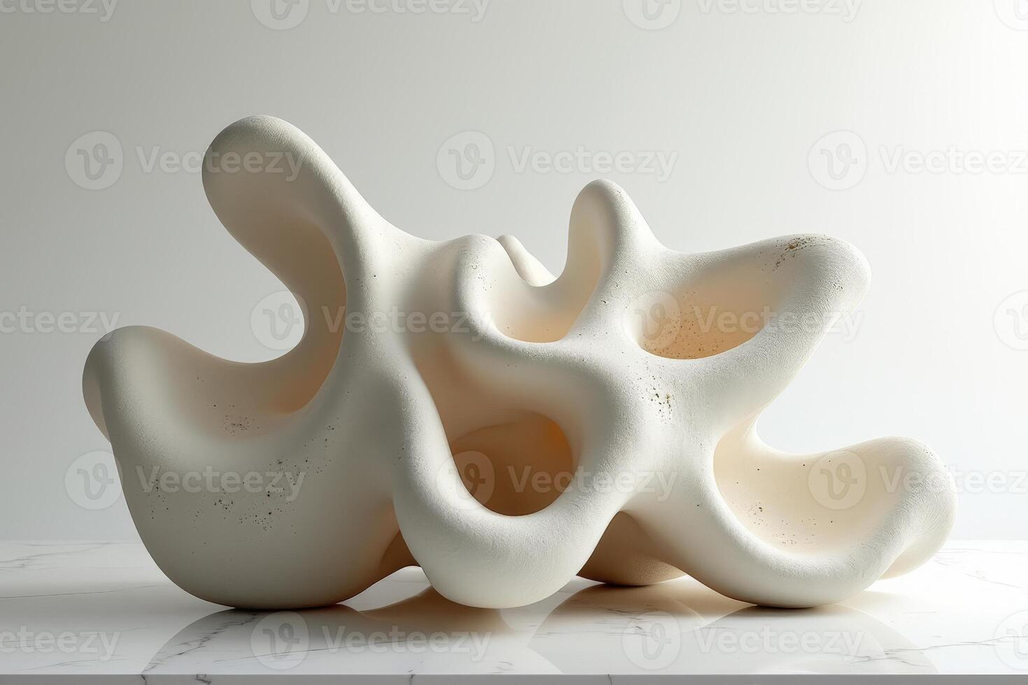A sculpture made of white clay on a white surface photo