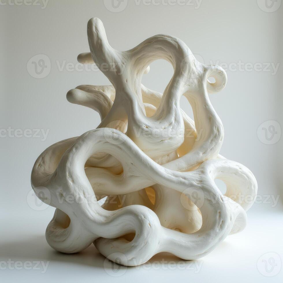 A sculpture made out of white clay with a spiral shape photo