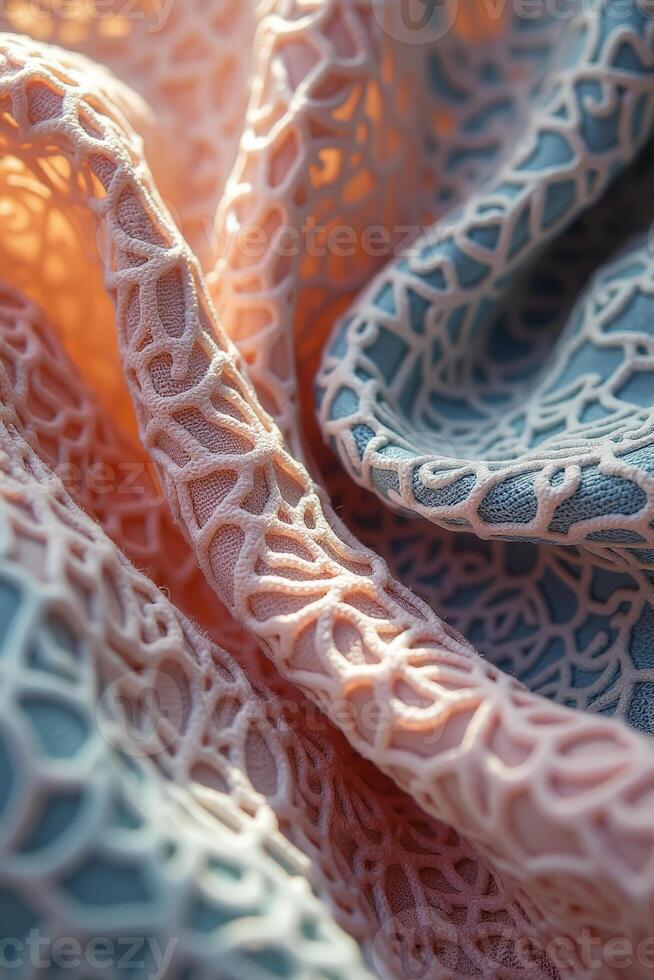 A close up of a fabric with lace patterns photo