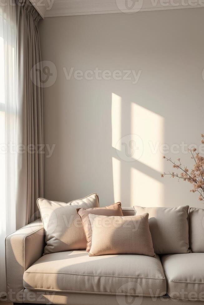 A living room with a sofa and a window photo