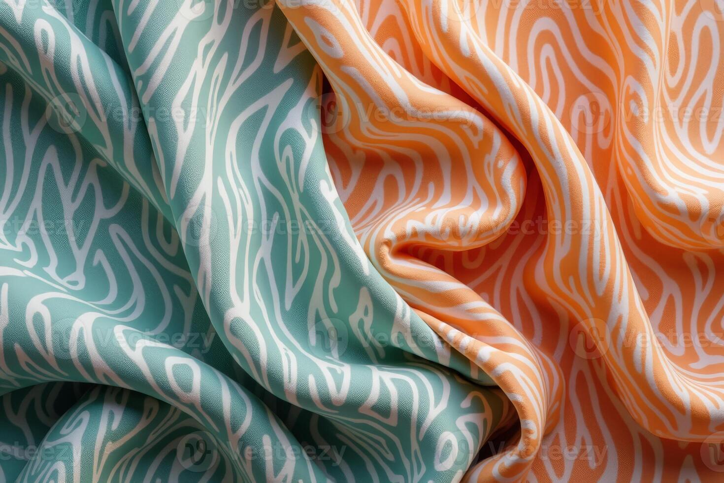 A close up of two different colored fabrics photo