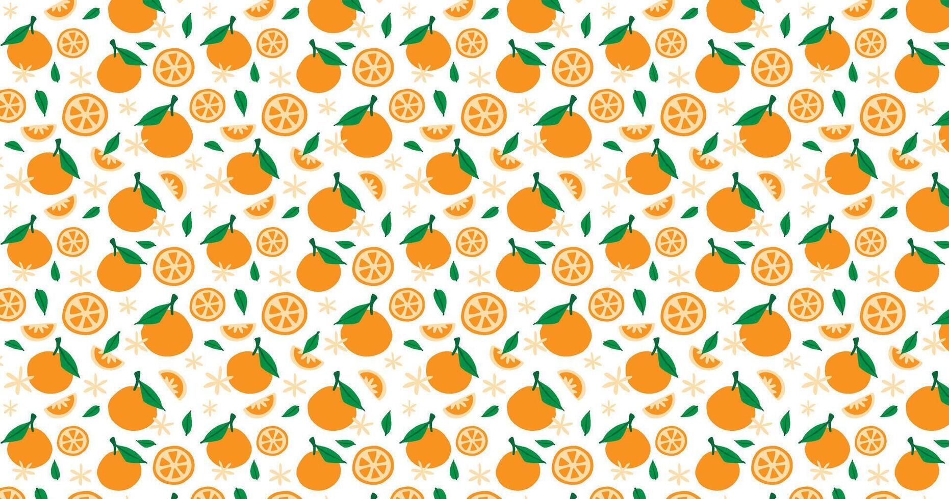 Oranges Seamless pattern and leaves. Fruit pattern Orange Fruit background design. vector