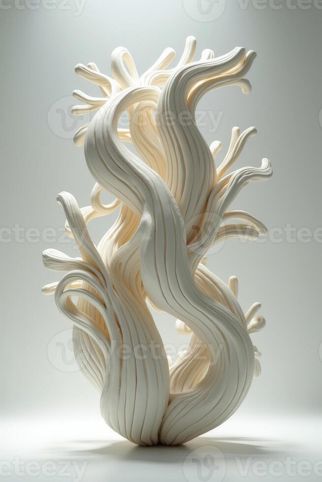 A sculpture made of white clay with wavy lines photo