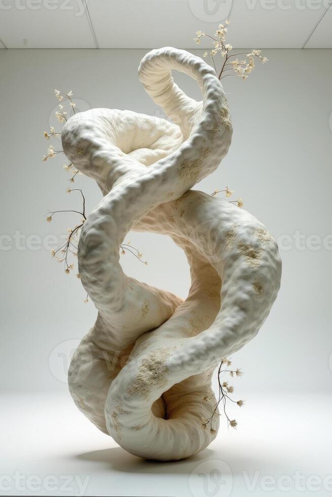A sculpture made out of white clay with branches photo