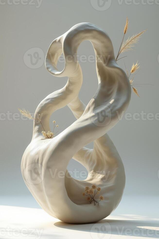 A white vase with a flower in it photo