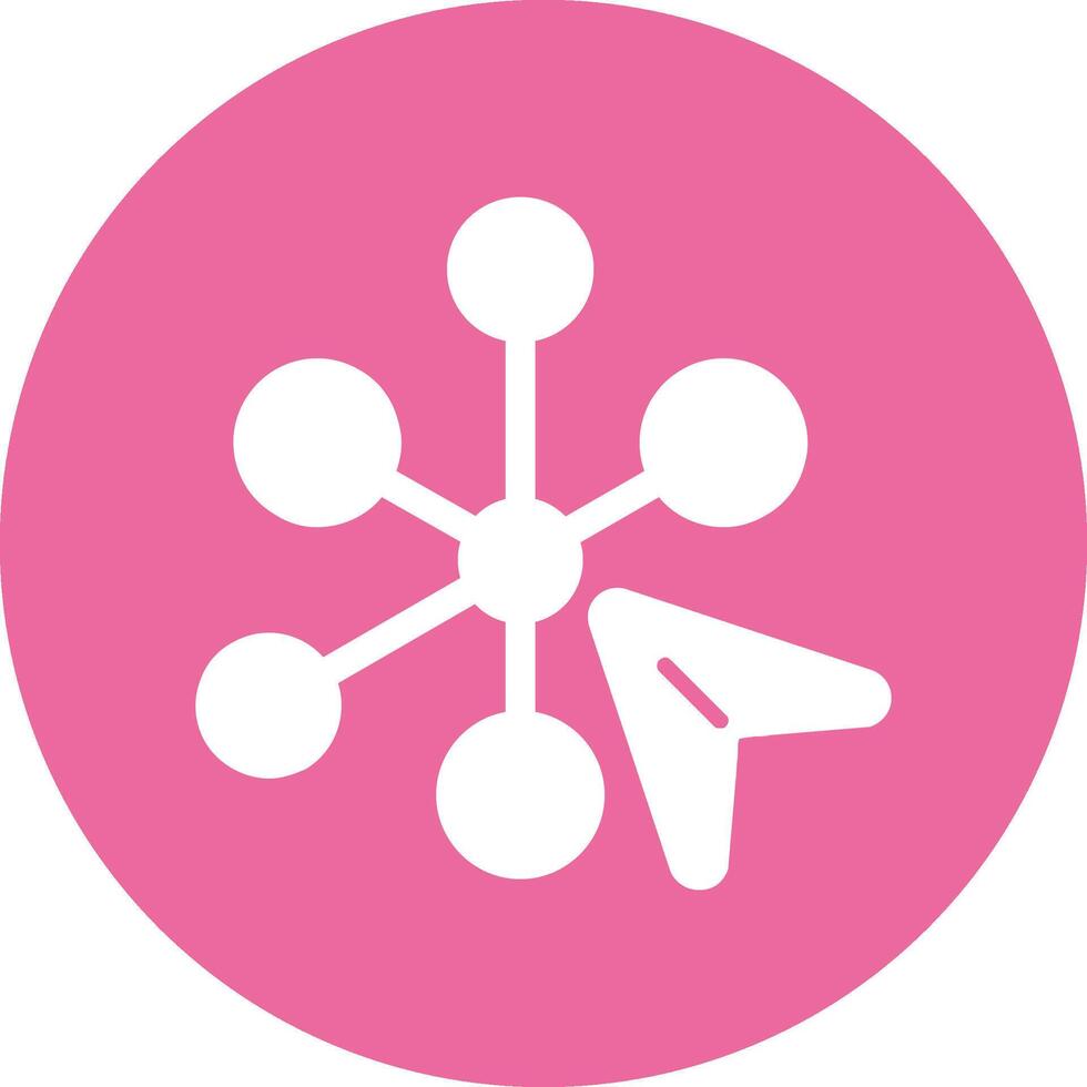 A pink circle with a white icon of a person and a circle vector