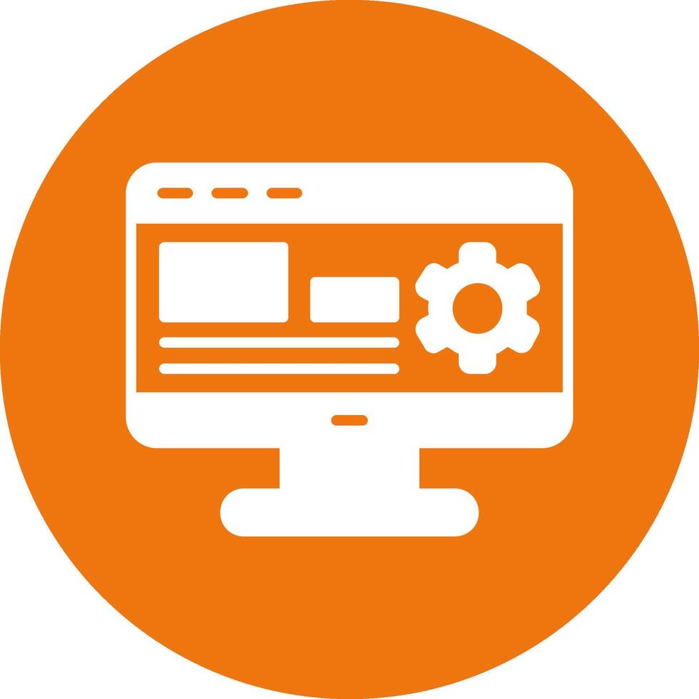 A computer screen with gears and a clock on it vector