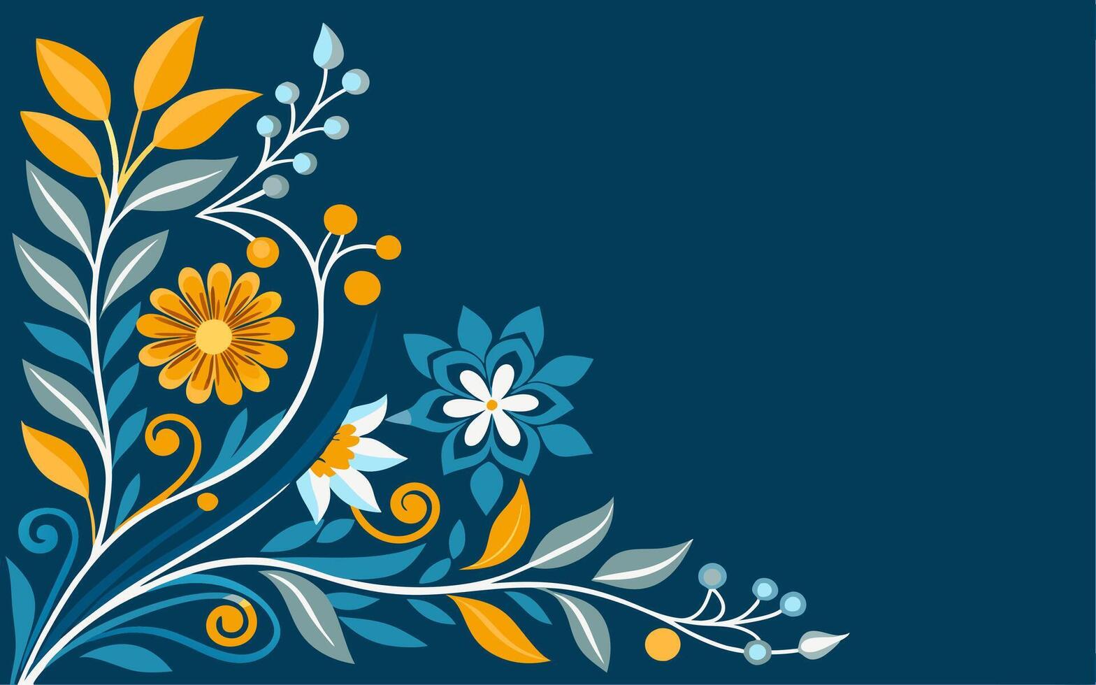 Floral border on blue background vector