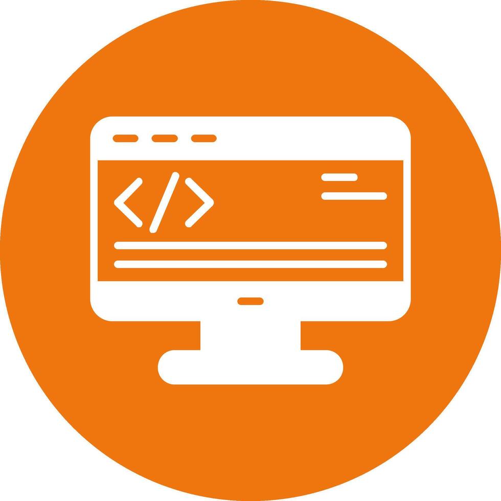 A computer monitor with a code symbol on it vector