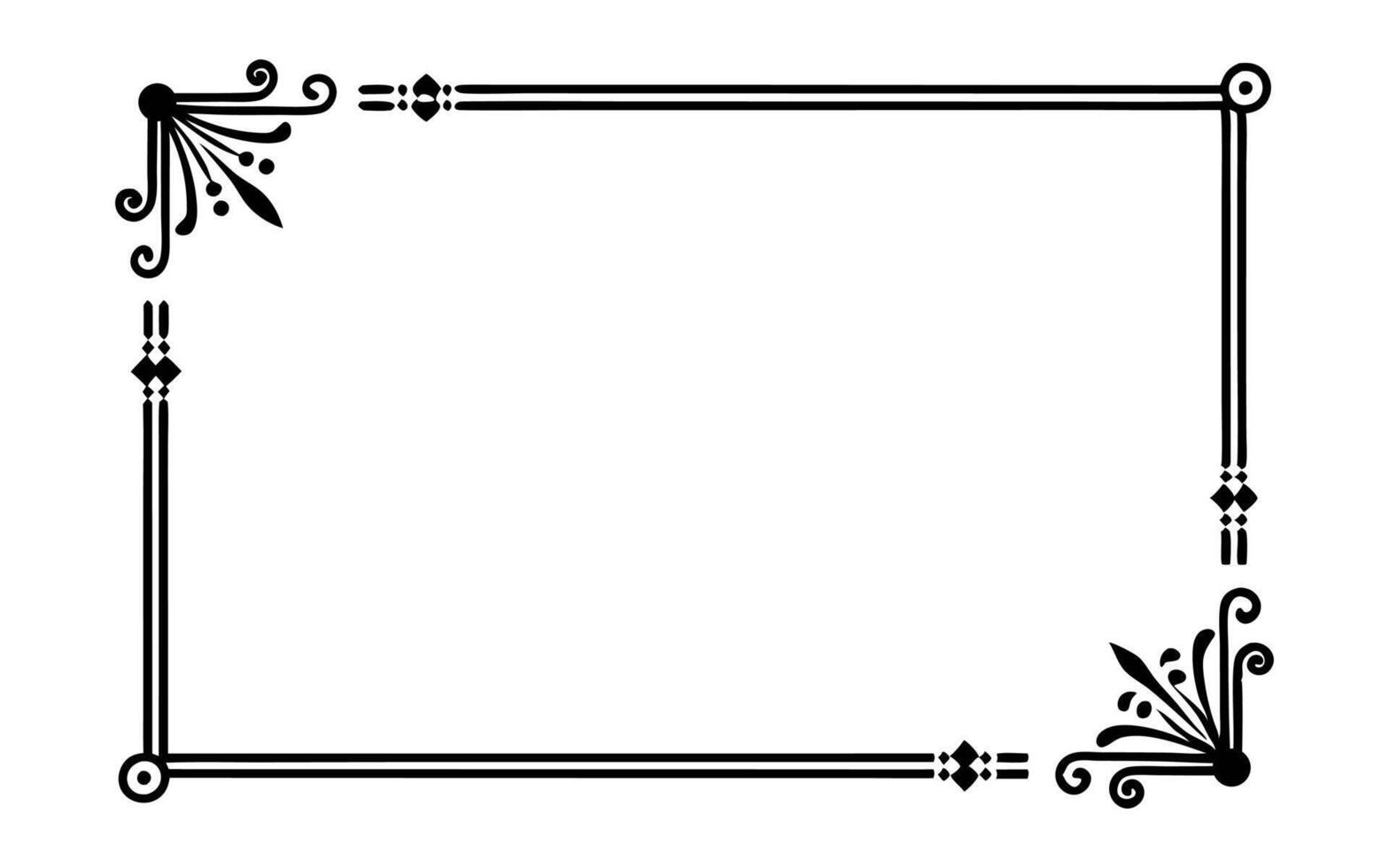 A black and white square frame with ornate design vector