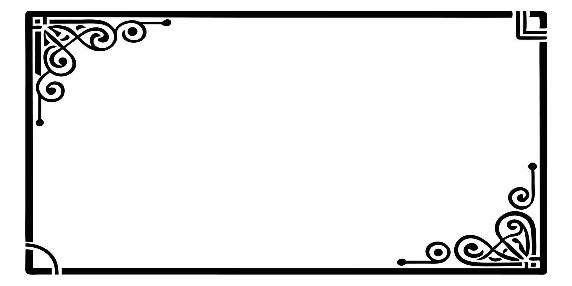 A black and white square frame with a scroll design vector