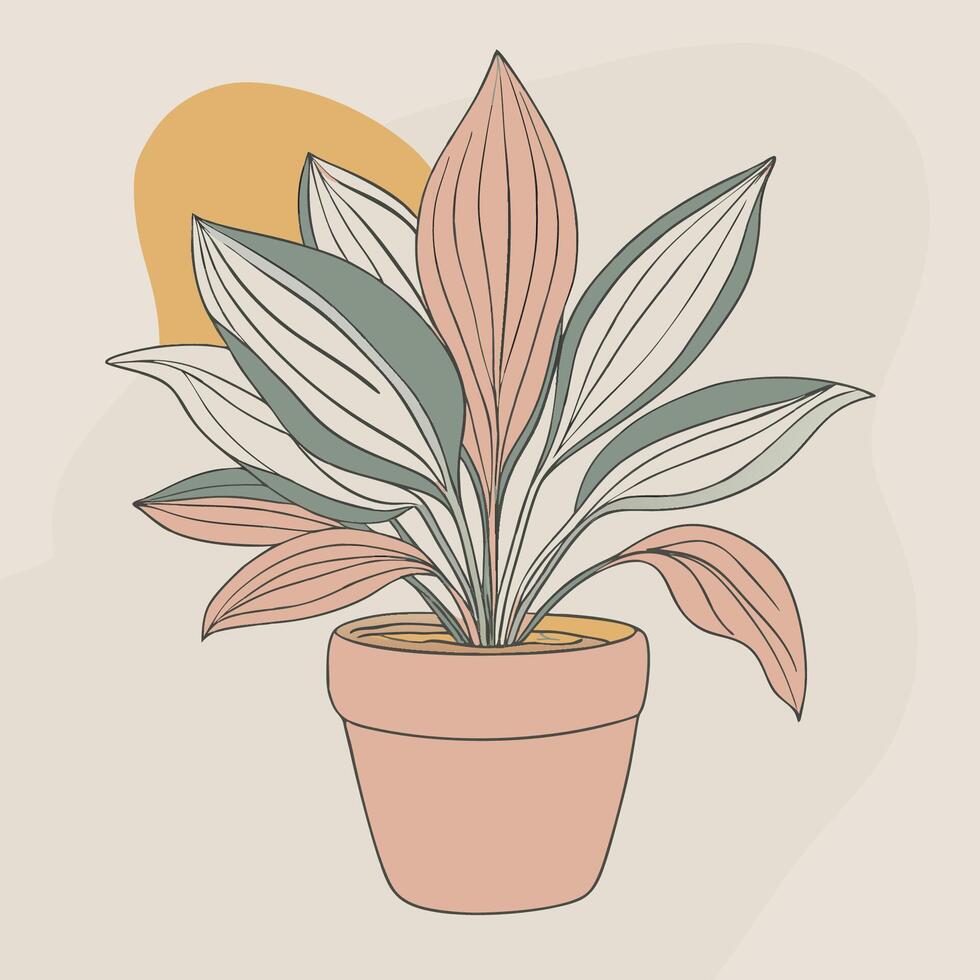A potted plant with green leaves and pink flowers vector