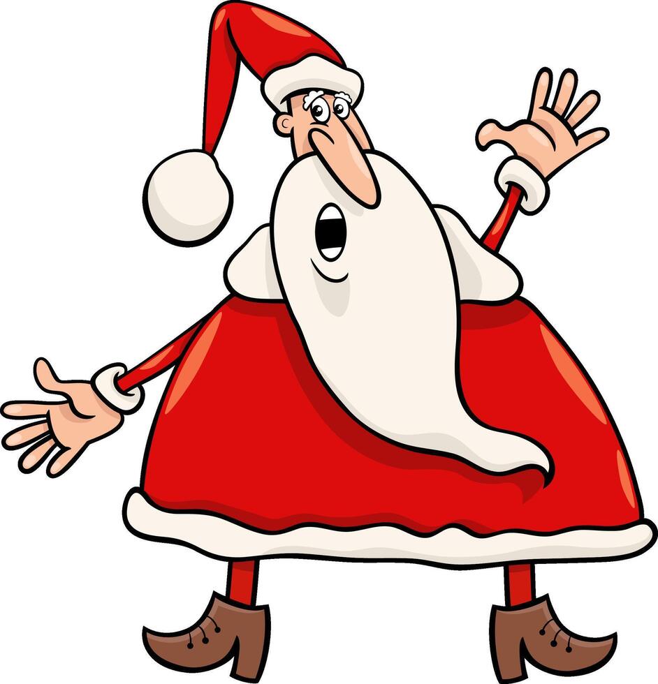 funny cartoon Santa Claus singing a carol on Christmas vector